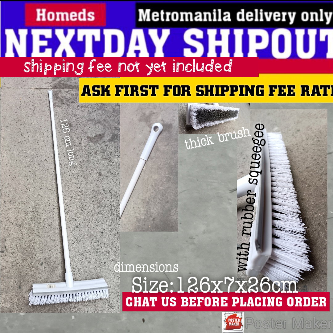 Long push brush with squeegee