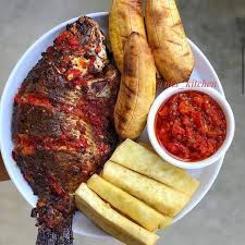 Grilled Fish, Yam Chips, Plantain & Salad_1