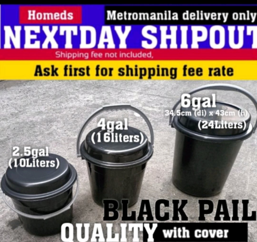 Quality black pail w cover_0