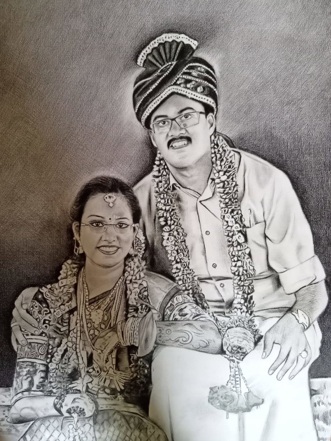 Detail Pencil Sketch of Couple