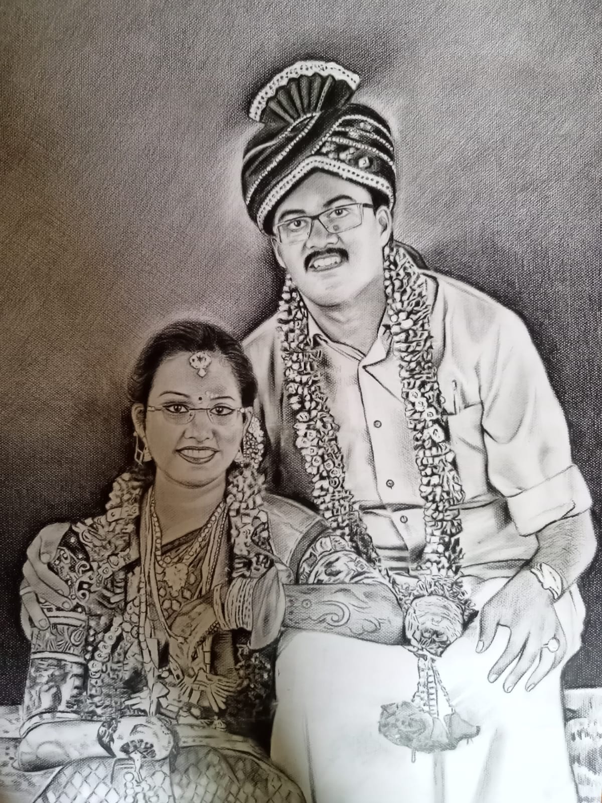 Detail Pencil Sketch of Couple_0