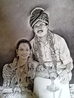 Detail Pencil Sketch of Couple