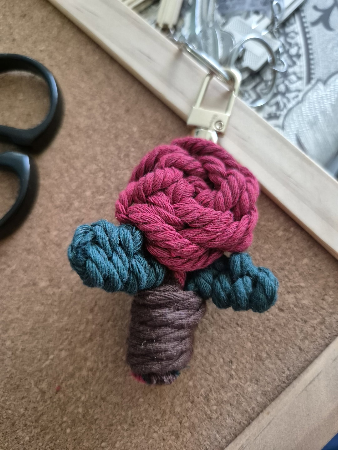 Macrame Keychain Charm - Rose