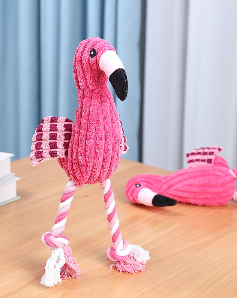 Flamingo Squeaky Rope Toy_1