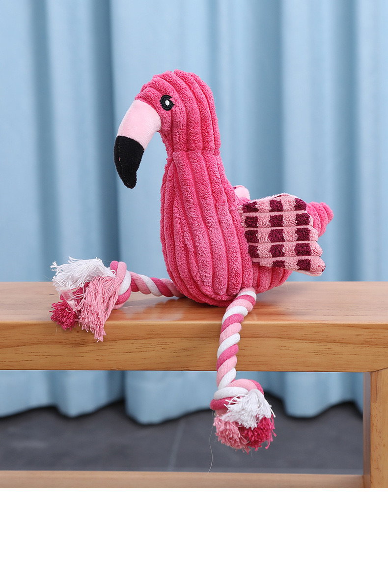 Flamingo Squeaky Rope Toy_2