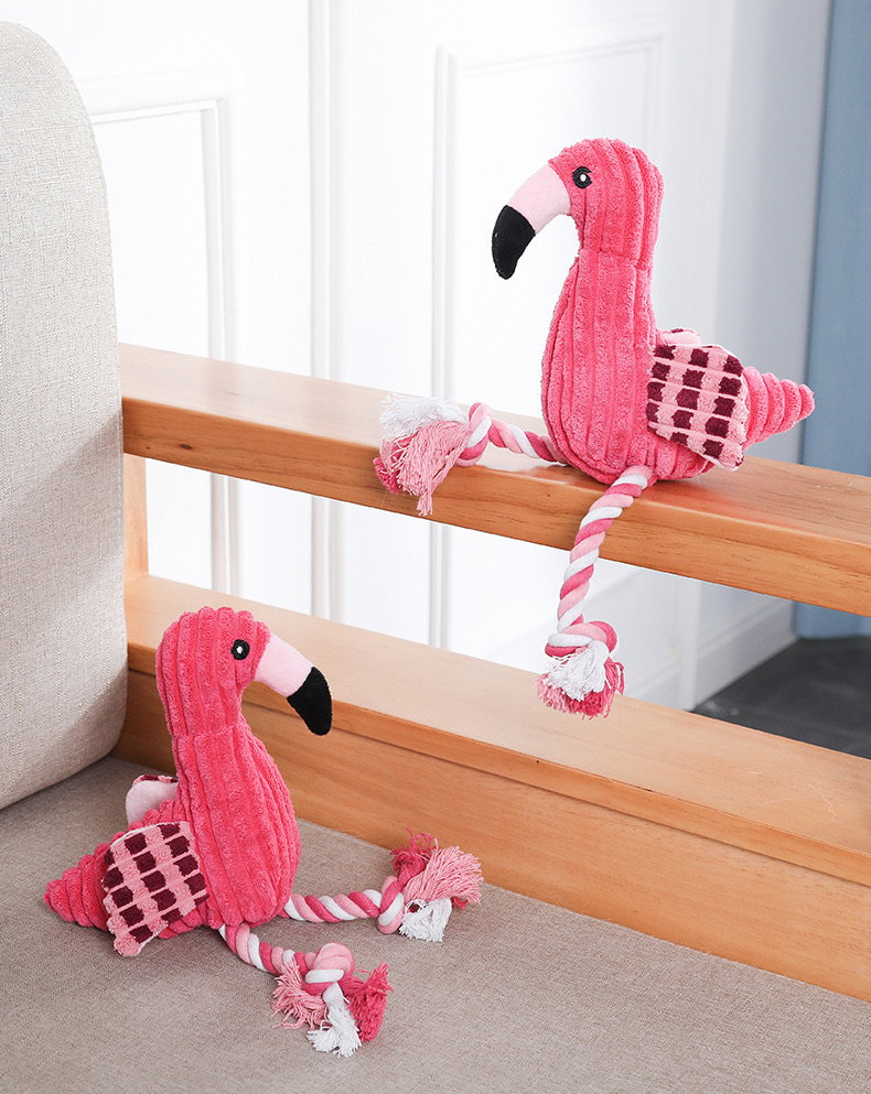 Flamingo Squeaky Rope Toy