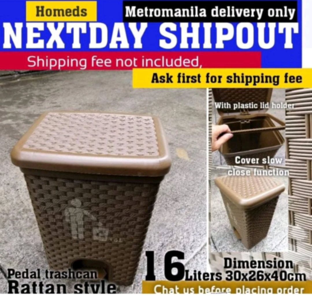 Rattan pedal trashcan 16liters