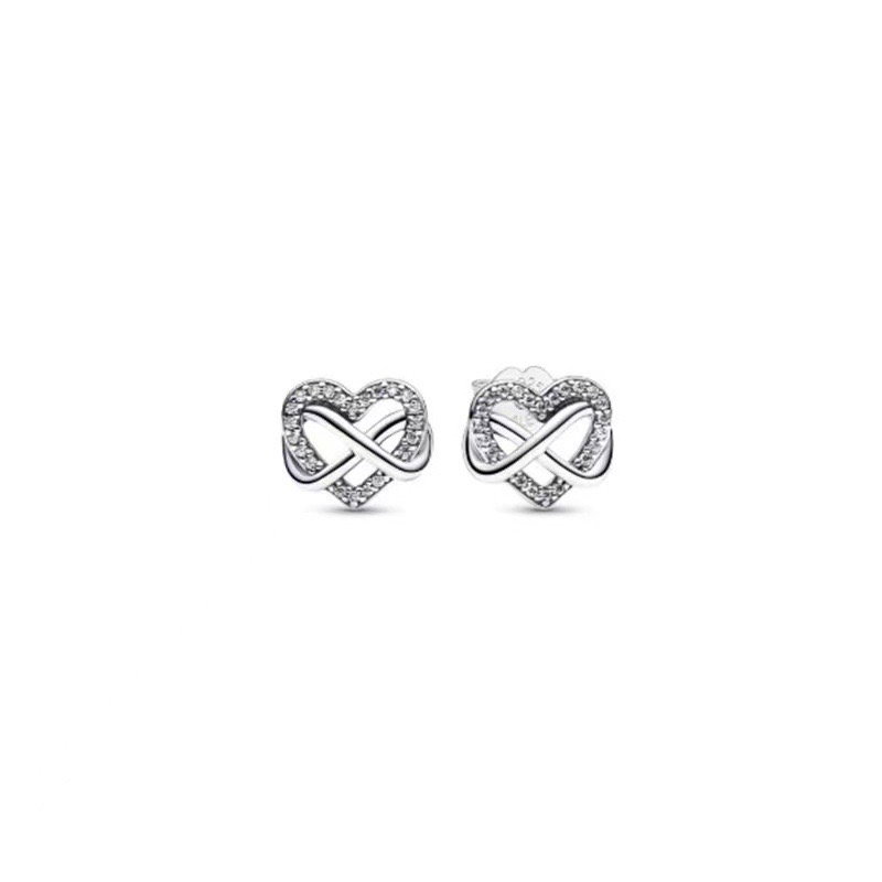 Infinity heart silver stud earrings_0