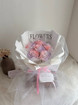 6 Stalk Soap Rose Gauze Bouquet