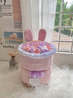 33 Stalk Soap Rose Bunny Bouquet