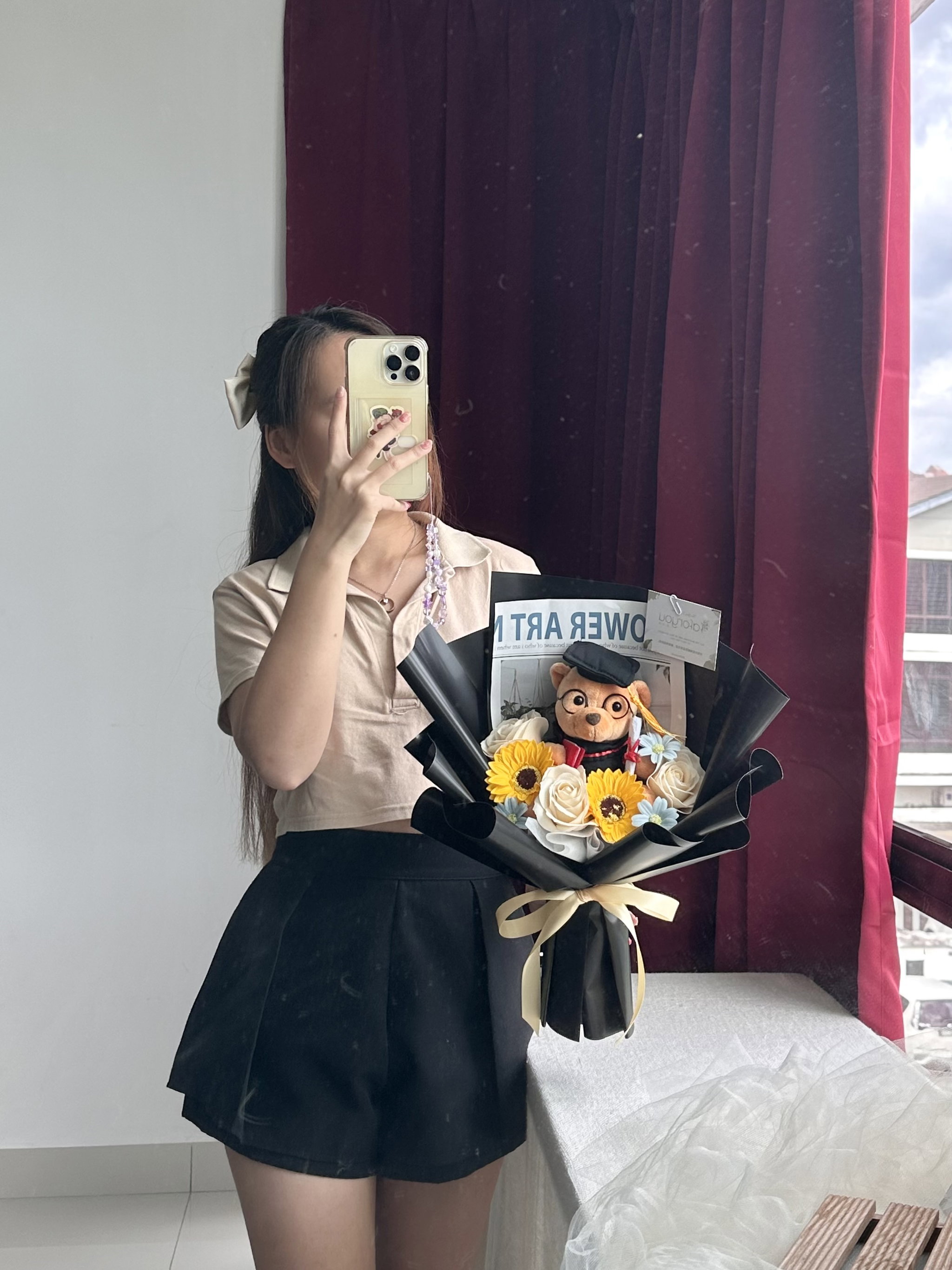 (GB001) Graduation Big Bear Soap Flower Bouquet _1
