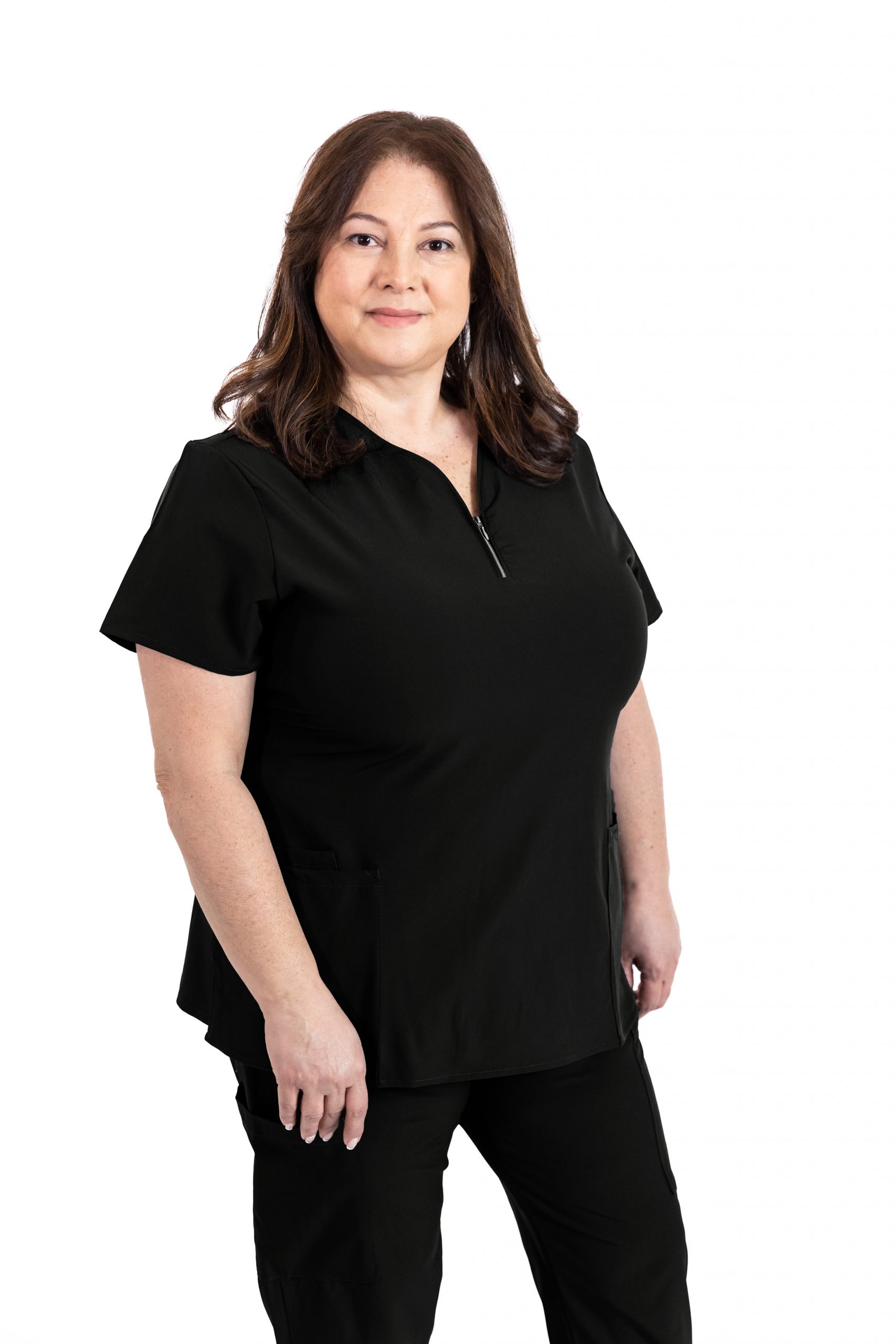 Black zipper scrub top_0