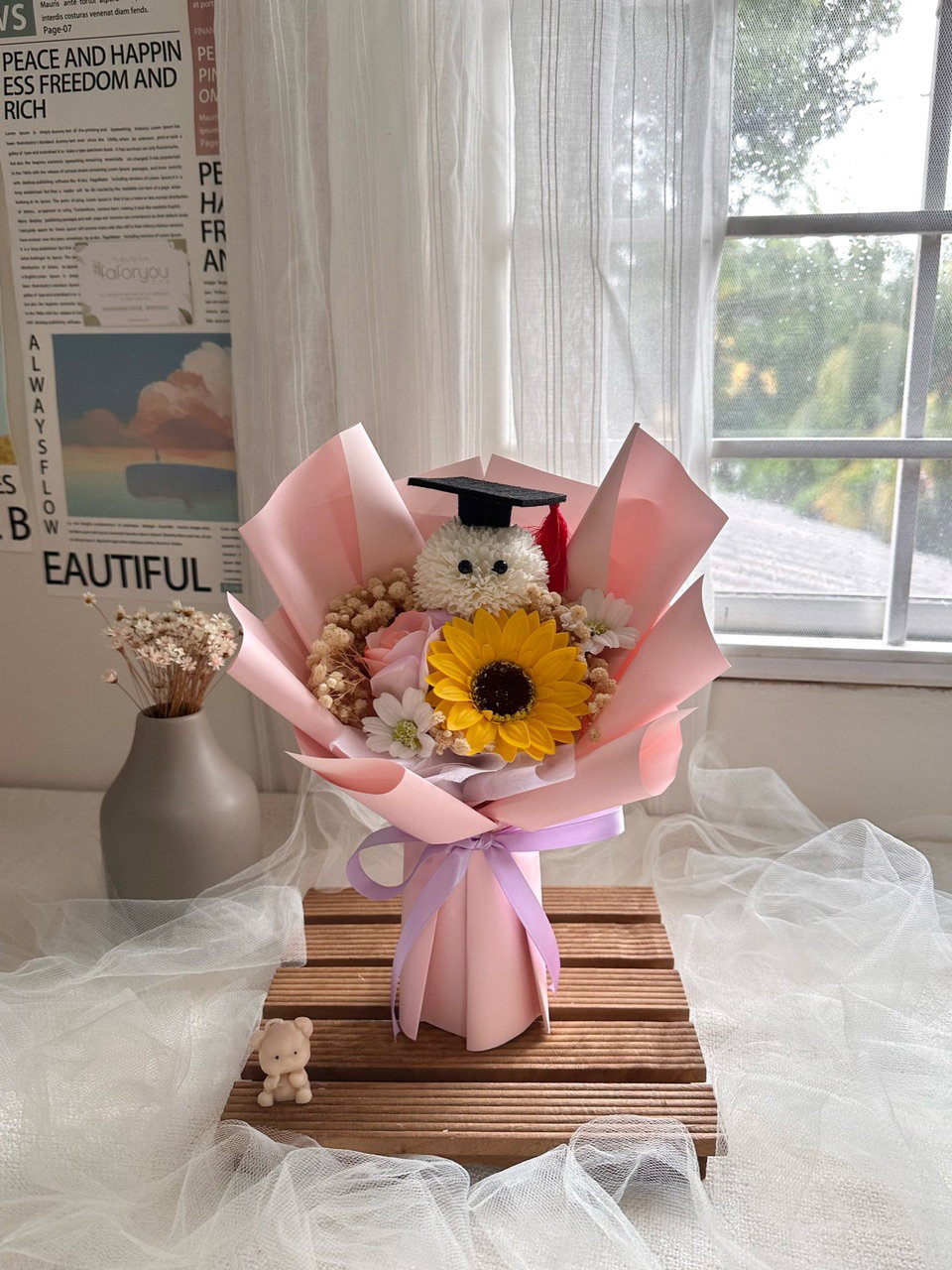 (GP002) Graduation Ping Pong Mixed Flower Bouquet
