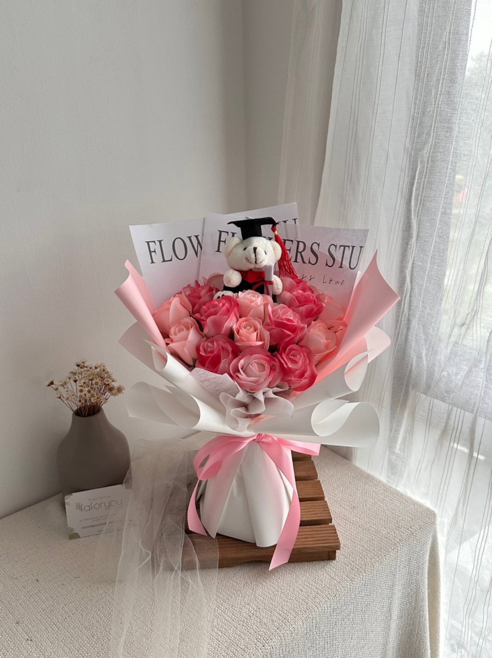 (GB011) Graduation Bear Soap Rose Bouquet