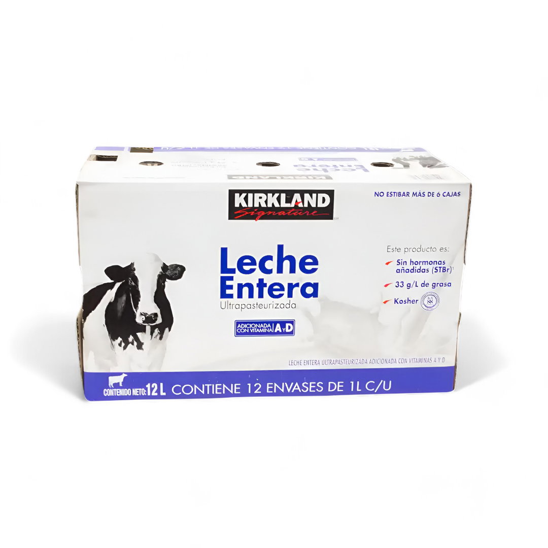 X LECHE ENTERA KIRDKLAND (CAJA DE 12 LITROS)
