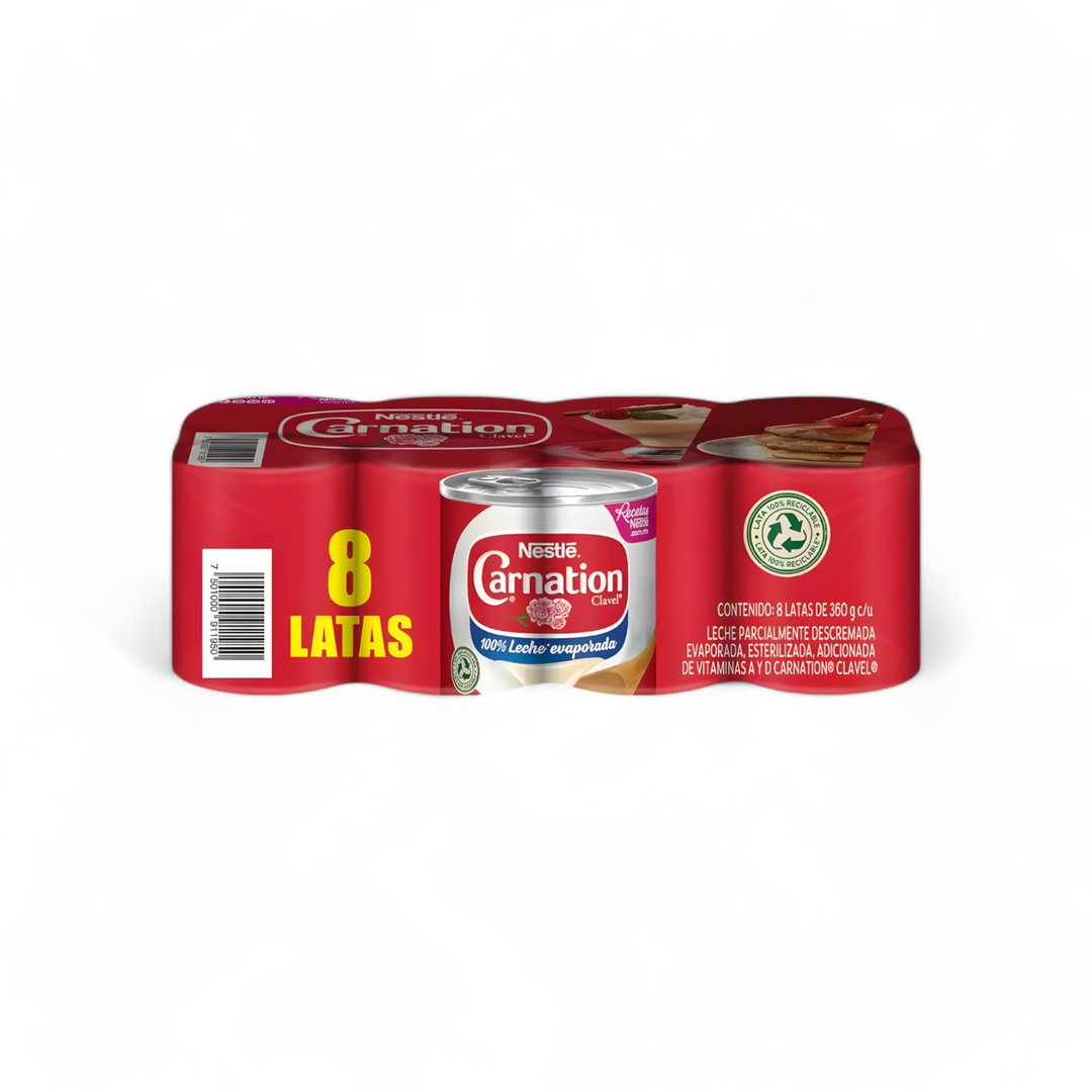 LECHE EVAPORADA CLAVEL 360 GR PAQ. ( 8 PZ)