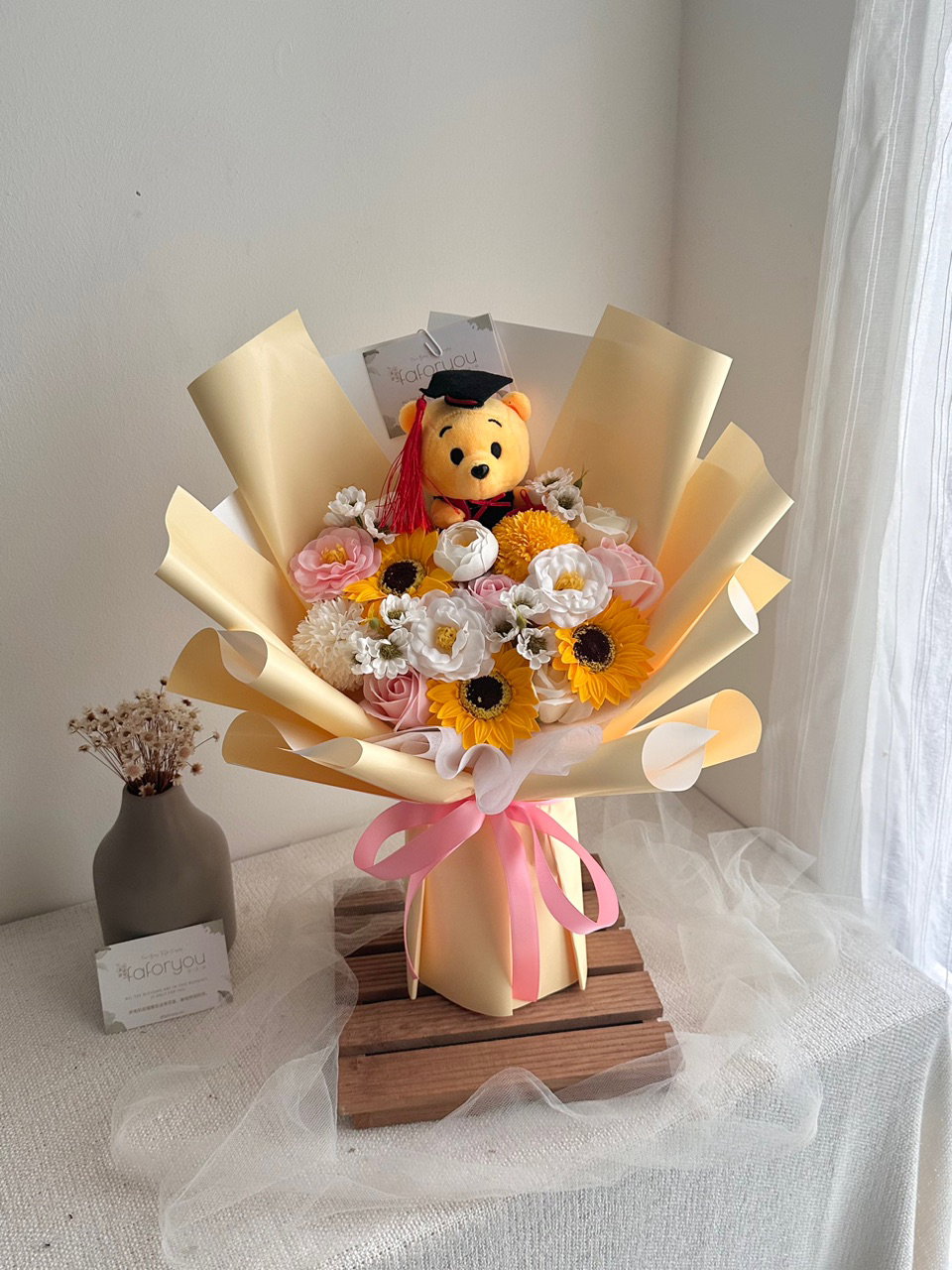 (GD003) Graduation Winnie Soap Flower Mixed Bouquet