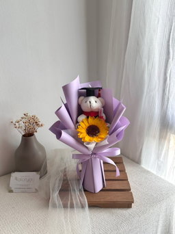 (GB002) Graduation Small  Bear Sunflower Bouquet 