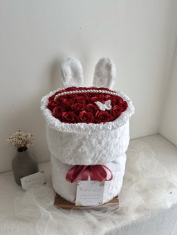 33 Stalk Soap Rose Bunny Bouquet