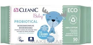 Cleanic Hypoallergenic Cotton Baby Wipes with Probiotic - fragrance free_0
