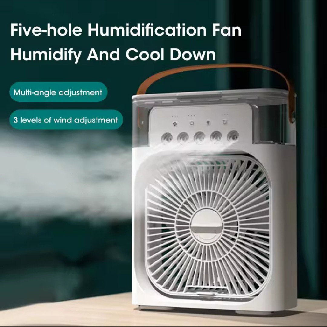 Ice Fan, Air Cooler & Humidifier - 5-Hole Spray USB Fan, Desktop Air Conditioning Unit for Dormitory, Office Use, & Room_2
