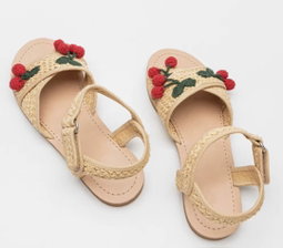 Sandales à sangle ZARA CERISE DÉTAIL plates COTON TRESSÉ chaussures pour adolescente