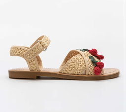 Sandales à sangle ZARA CERISE DÉTAIL plates COTON TRESSÉ chaussures pour adolescente