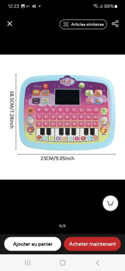 Tablette Apprentissage Educative Bilingue Français - Anglais Jouet éducatif avec écran LCD Affichage