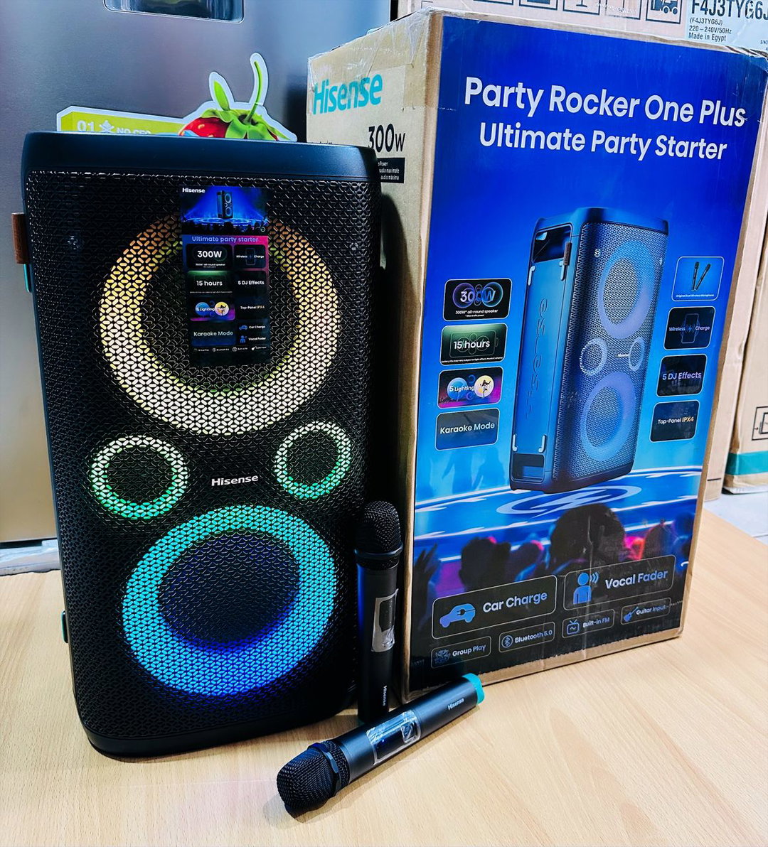 Hisense Party Rocker Bluetooth rechargeable speaker with 2 wireless microphones