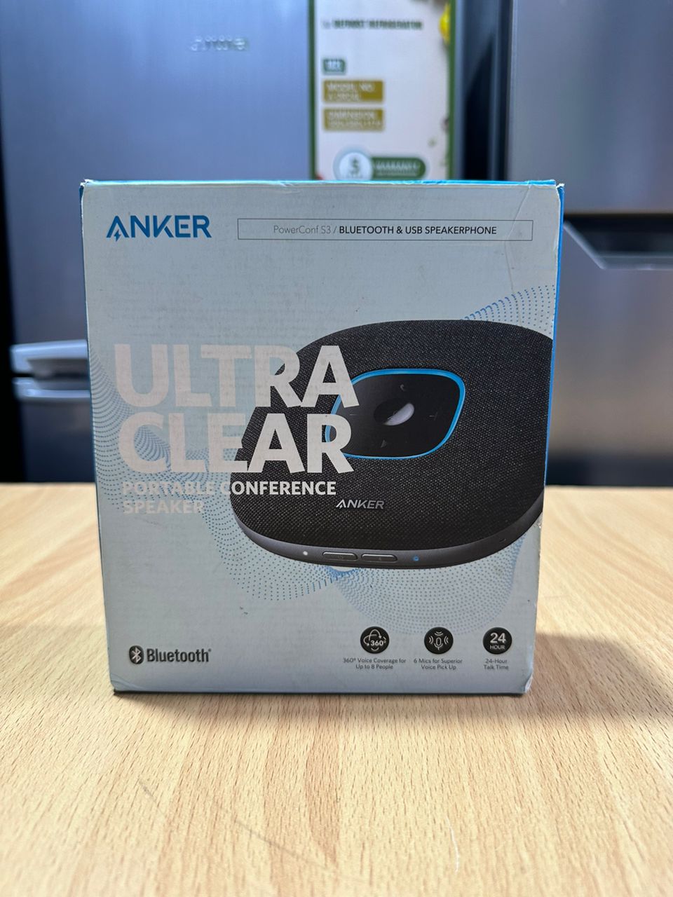 Anker PowerConf S3 -Bluetooth & USB Speakerphone -360 degree voice coverage for upto 8 people - 24 hours talk time - PC connection via USB cable - Smart voice enhancement technology_0