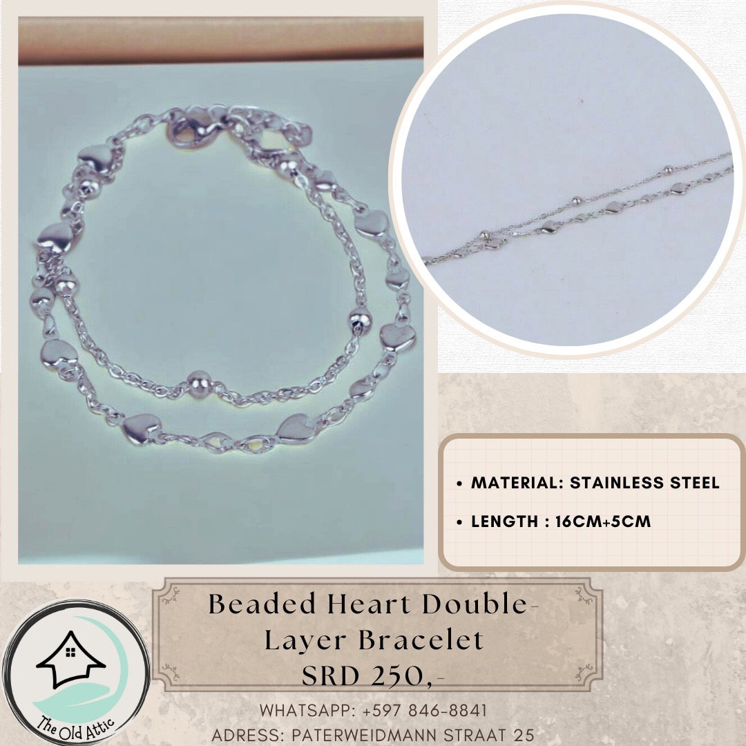 Beaded heart double layer bracelet 