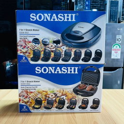 Sonashi 7-in-1 Multi Snack Maker SSM-862 – Detachable Sandwich, Grill, Donut, Waffle, Cupcake, Nutty, Omelet Making Plates