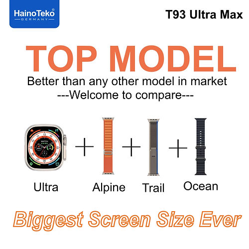 HainoTeko T93 Ultra Max Smart watch, Biggest Screen Size Ever with 3 Strap_2