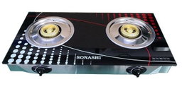 Sonashi Stainless Steel Double Burner Gas Stove SGB-202GN