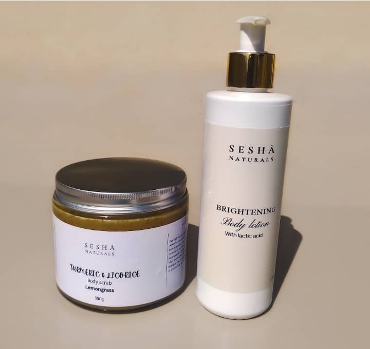 Turmeric&Liquorice body scrub+brightening cream lotion(with lactic acid)_0