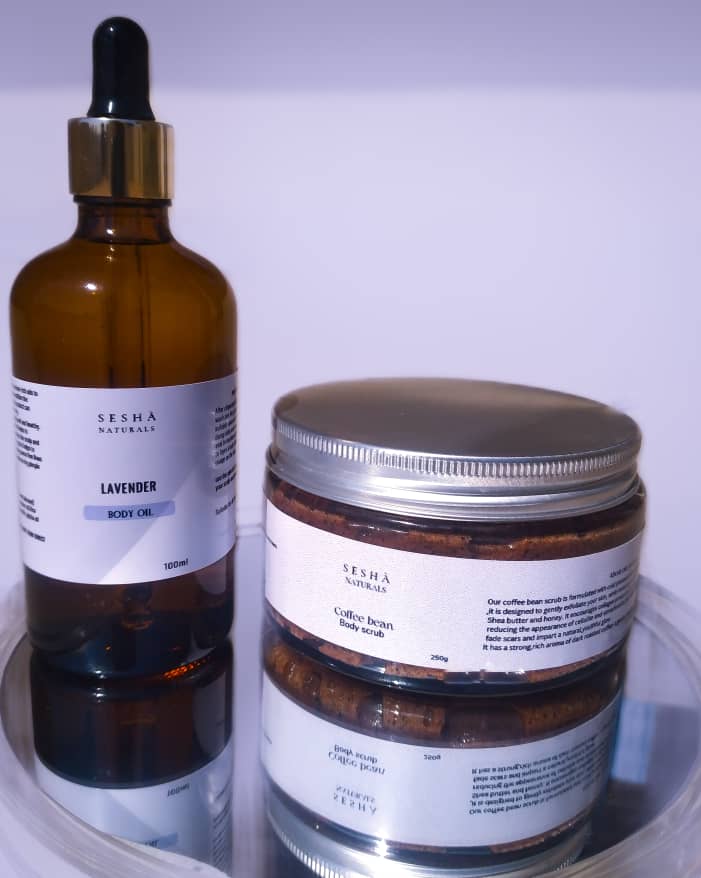 Coffee bean scrub+Lavender body oil