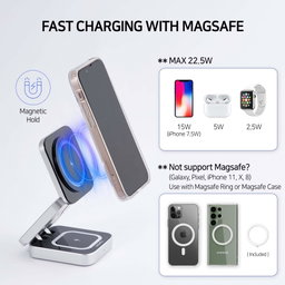 3 in 1 Charging Station for Apple, MagSafe Travel Foldable Wireless Charger for Multiple Devices