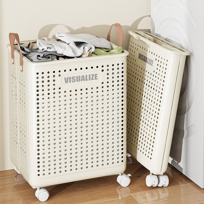 Foldable Multipurpose Hamper basket With Wheels _0