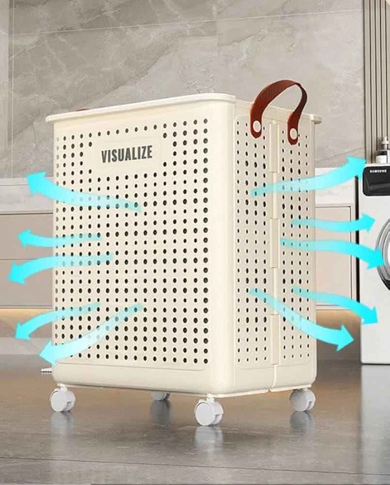 Foldable Multipurpose Hamper basket With Wheels _3