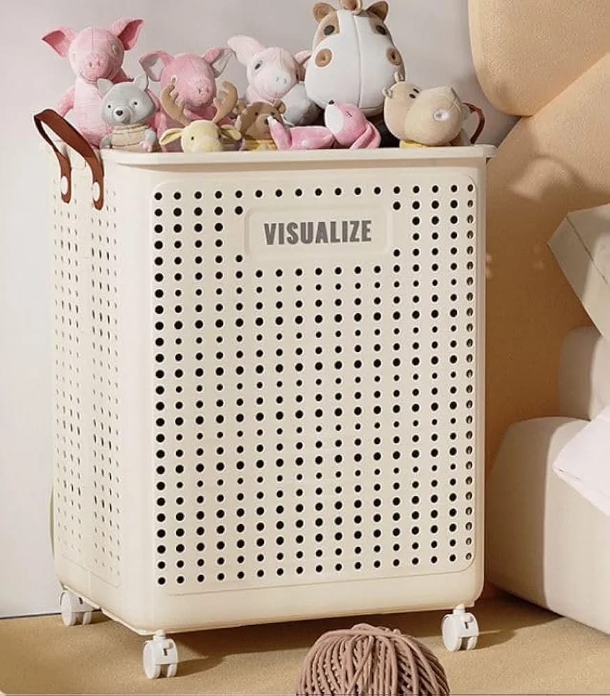 Foldable Multipurpose Hamper basket With Wheels _4