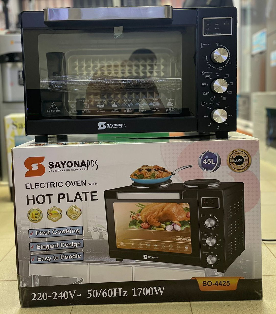 Sayona 45L Electric mini Oven with hot plates | SO-4425