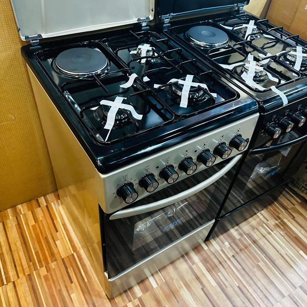 Pixel 3+1 electric gas cooker oven 50x60cm with black enamel top stainless steel