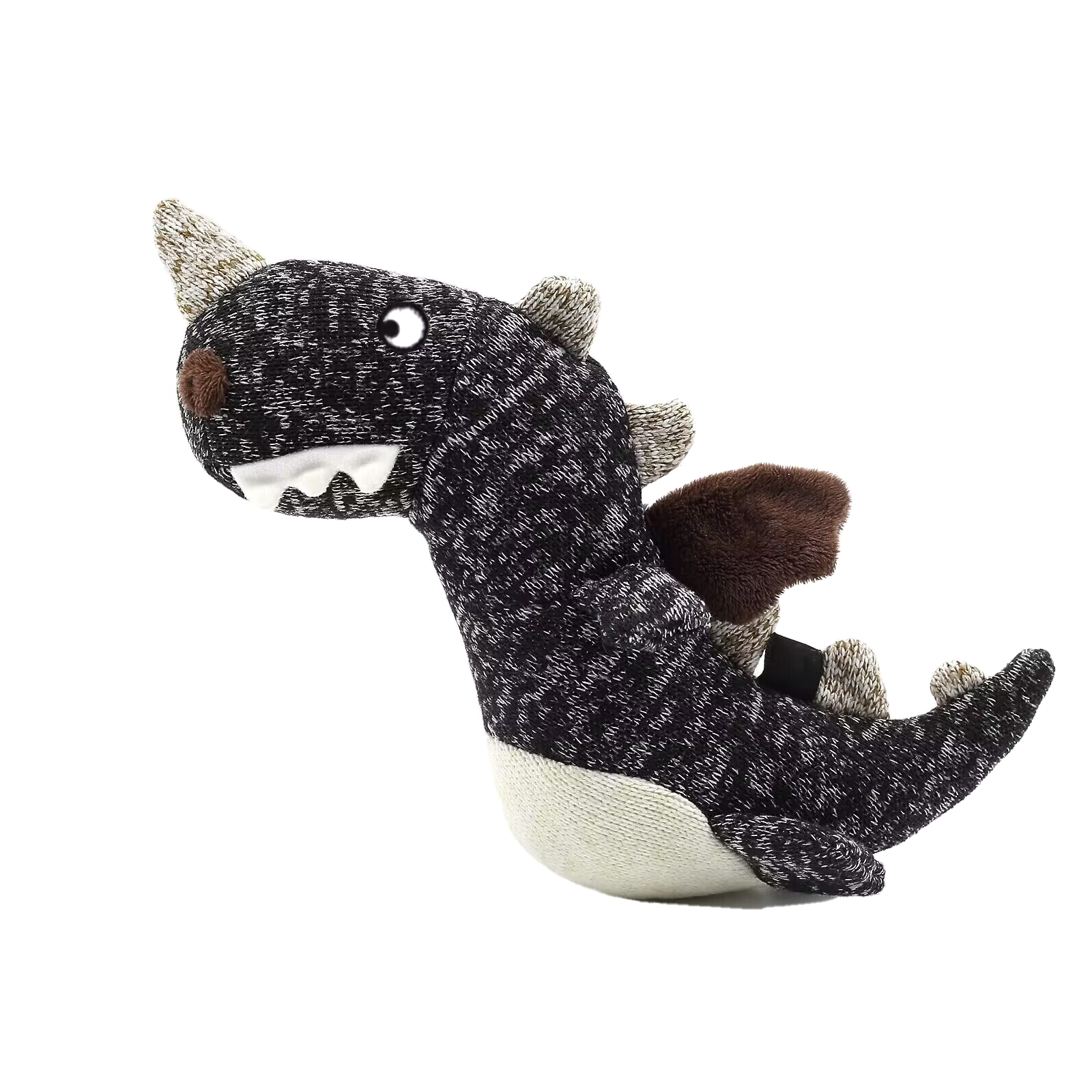 Knit Dino Black Plush Pet Toy_0