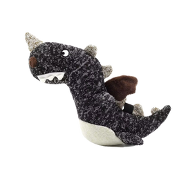 Knit Dino Black Plush Pet Toy