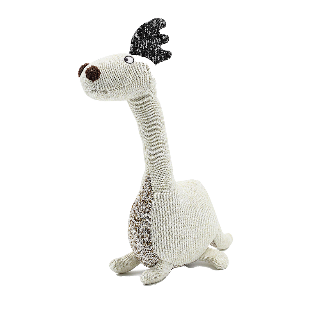Knit Dino White Plush Pet Toy
