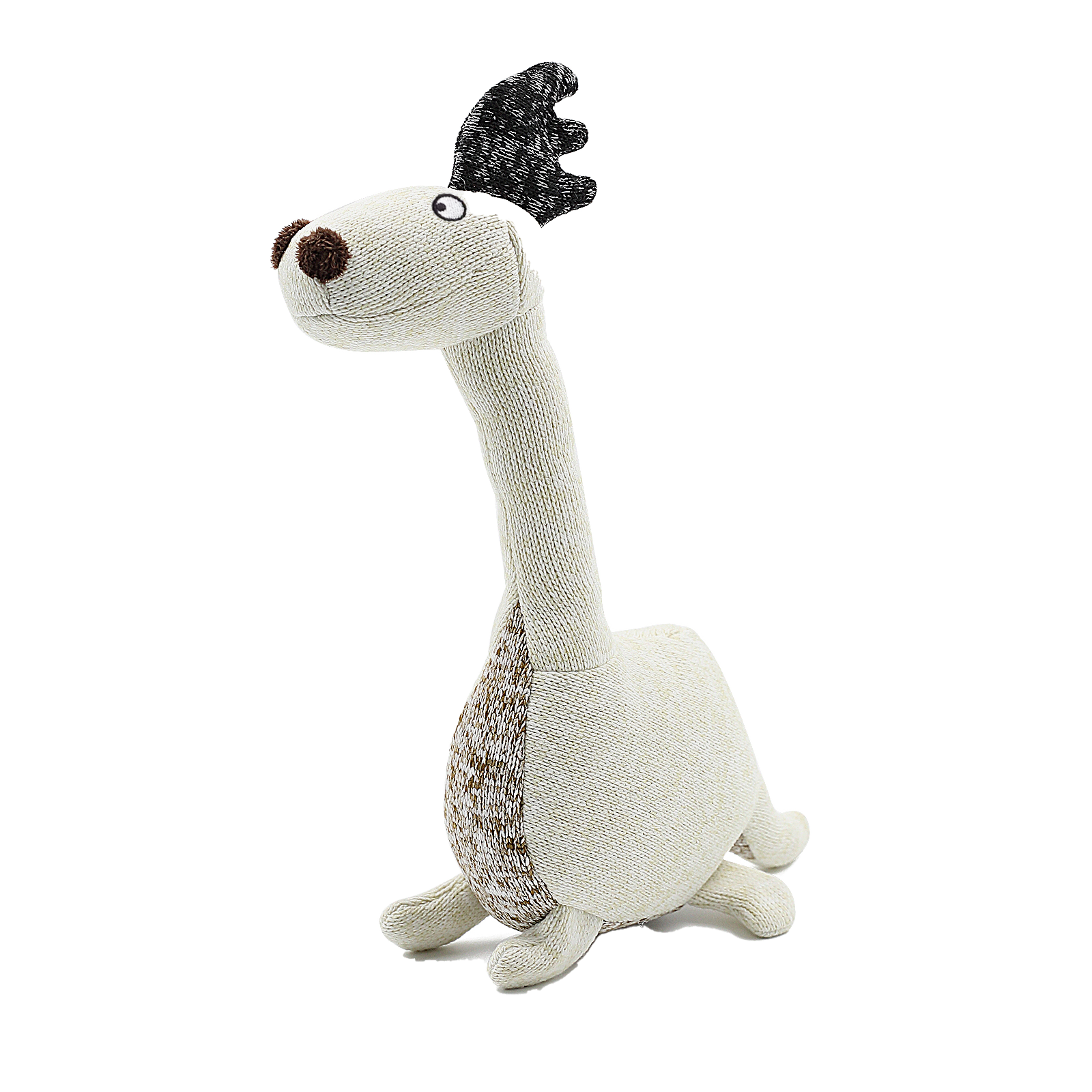 Knit Dino White Plush Pet Toy_0