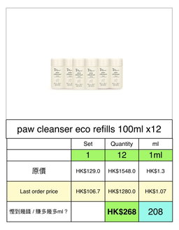  paw cleanser eco-refill  100ml x12