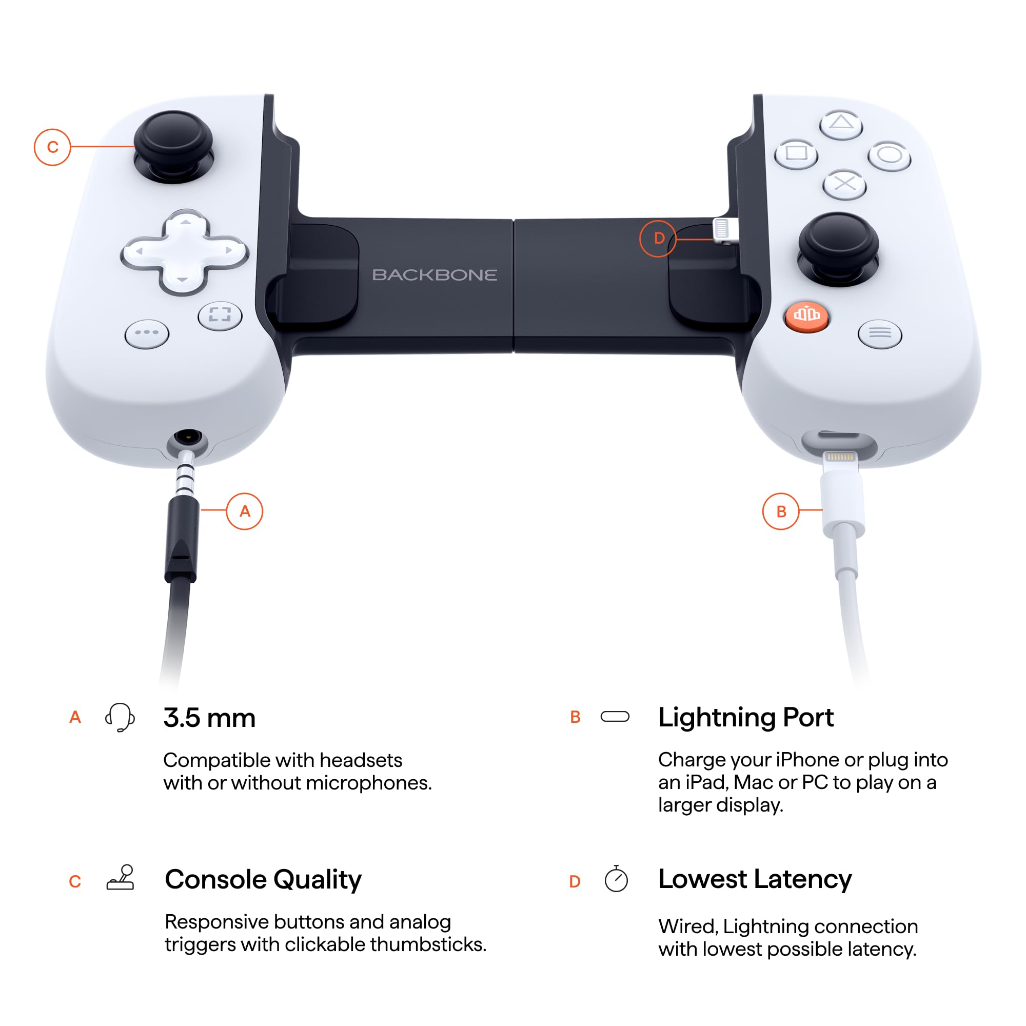 PlayStation 5 backbone mobile gaming controller with iPhone [ lightning ] turn your iPhone into a gaming console _4