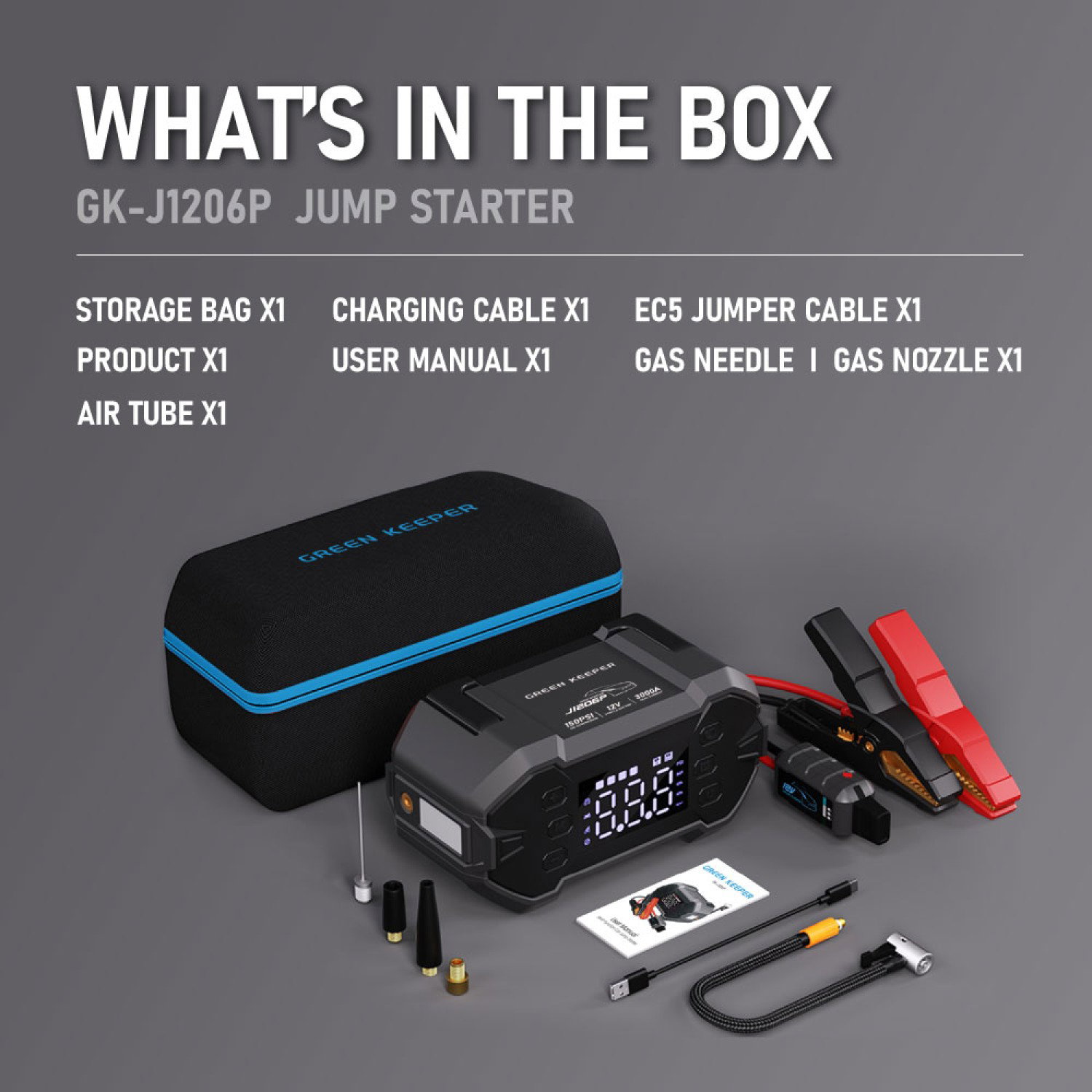 Pump GK-J1206P Car Jump Starter 3000A for 12V Vehicles_1
