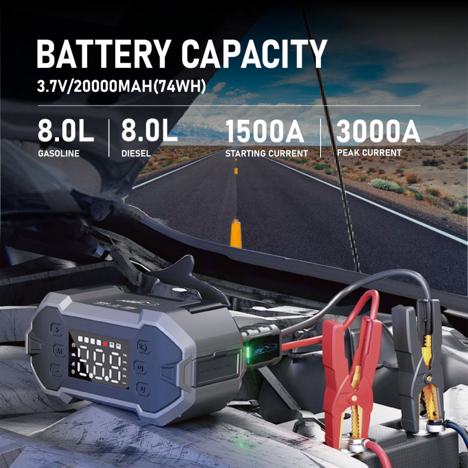 Pump GK-J1206P Car Jump Starter 3000A for 12V Vehicles_3